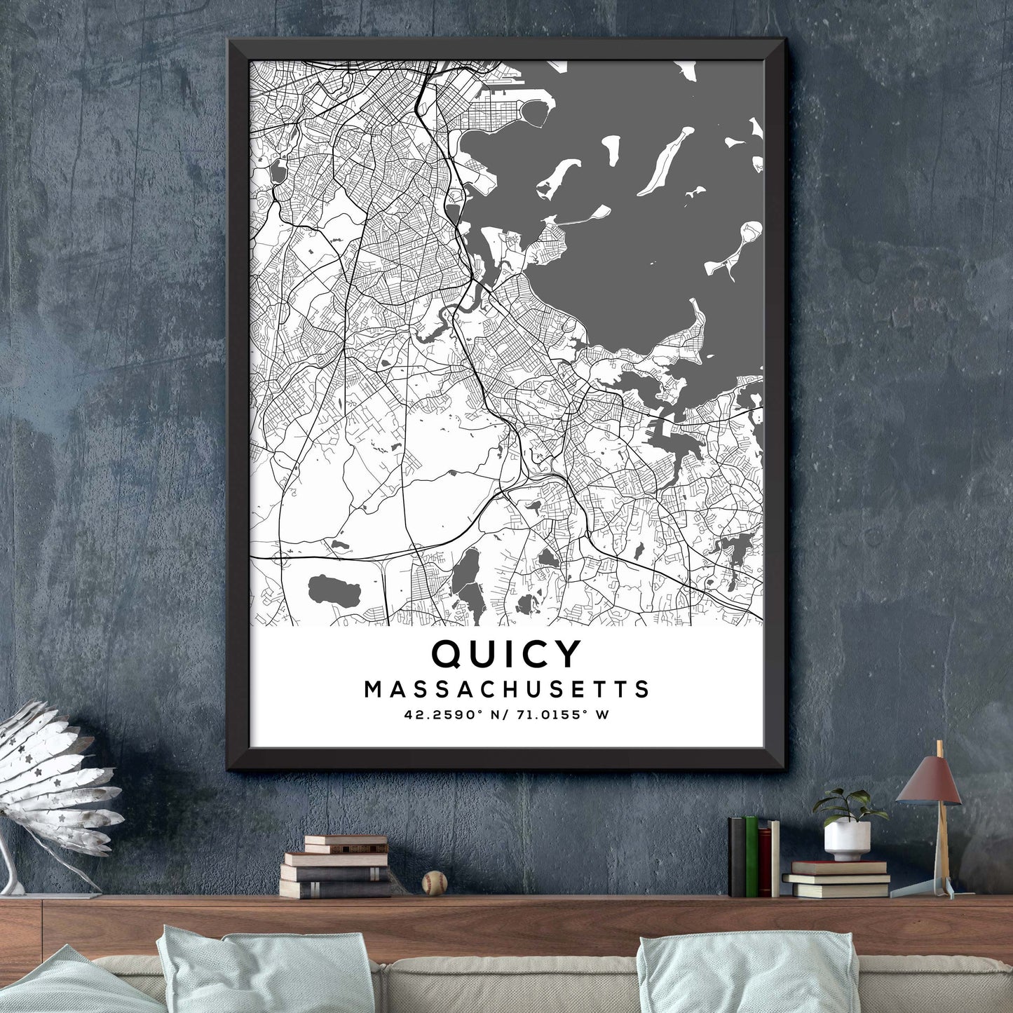 Quincy,Massachusetts Map Print