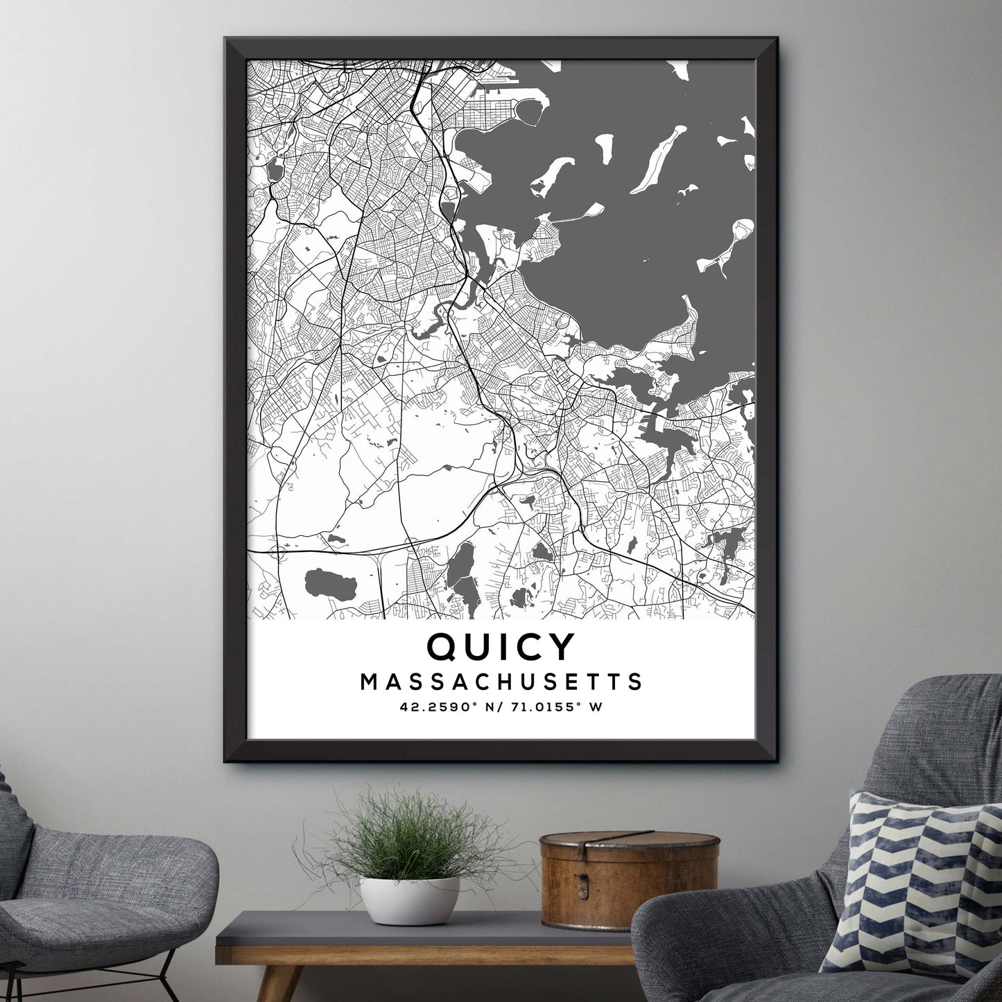 Quincy,Massachusetts Map Print