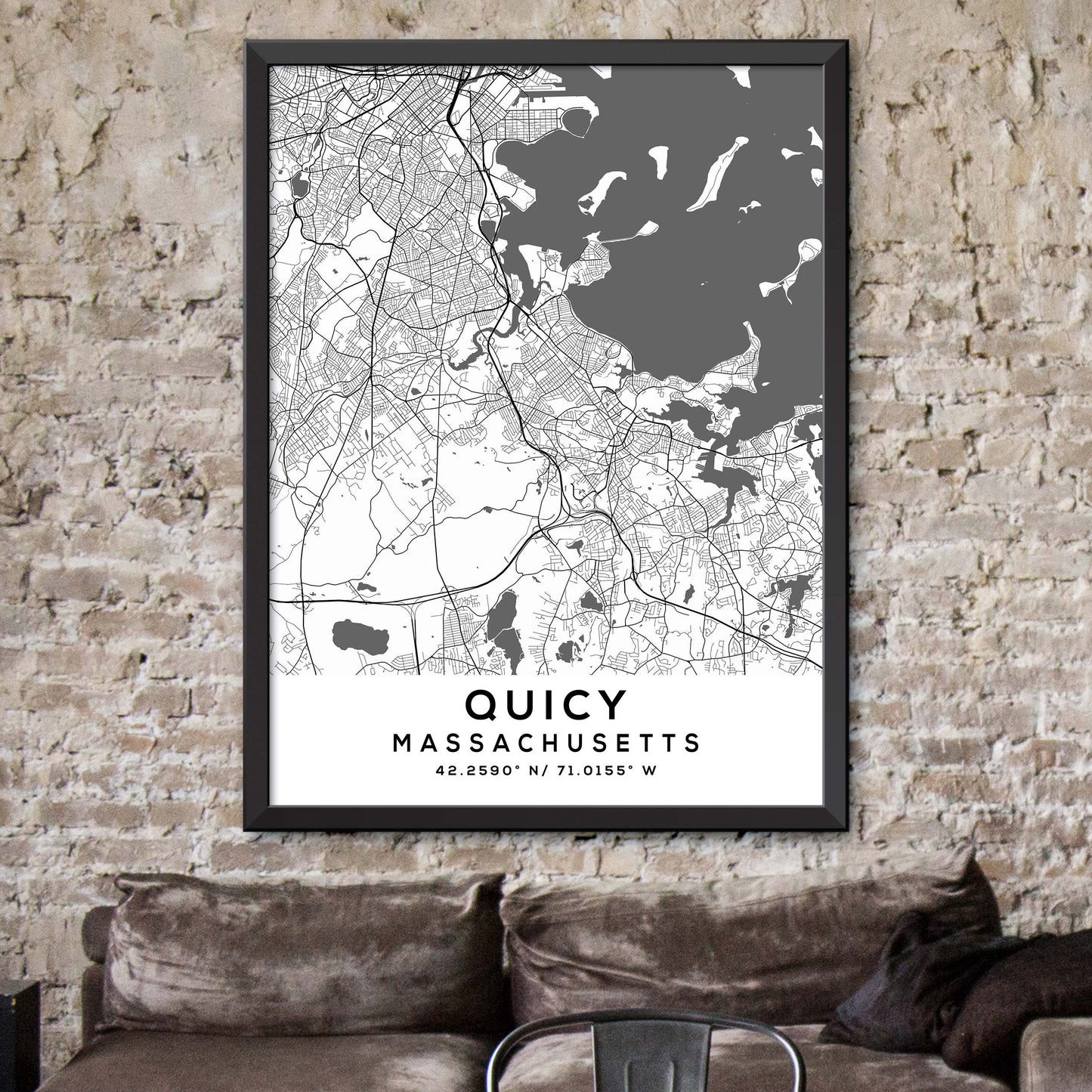 Quincy,Massachusetts Map Print