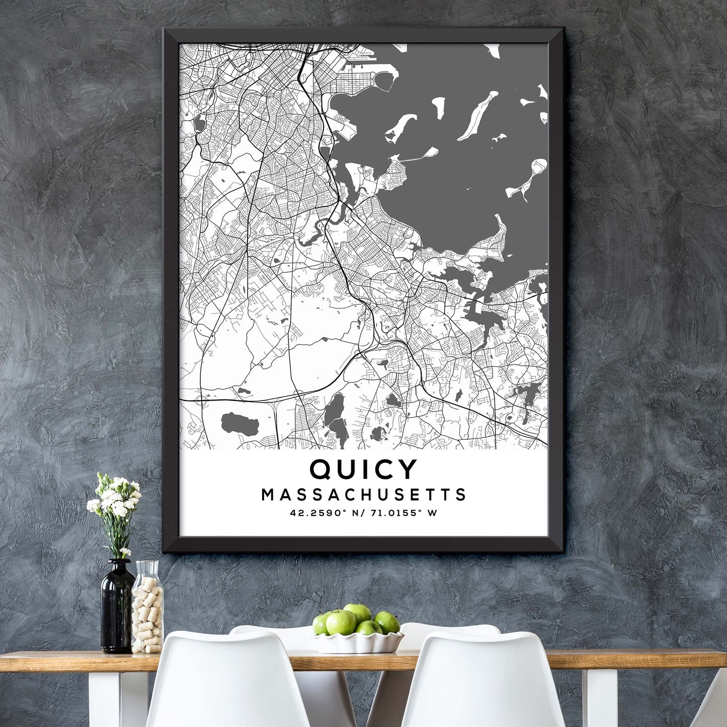 Quincy,Massachusetts Map Print