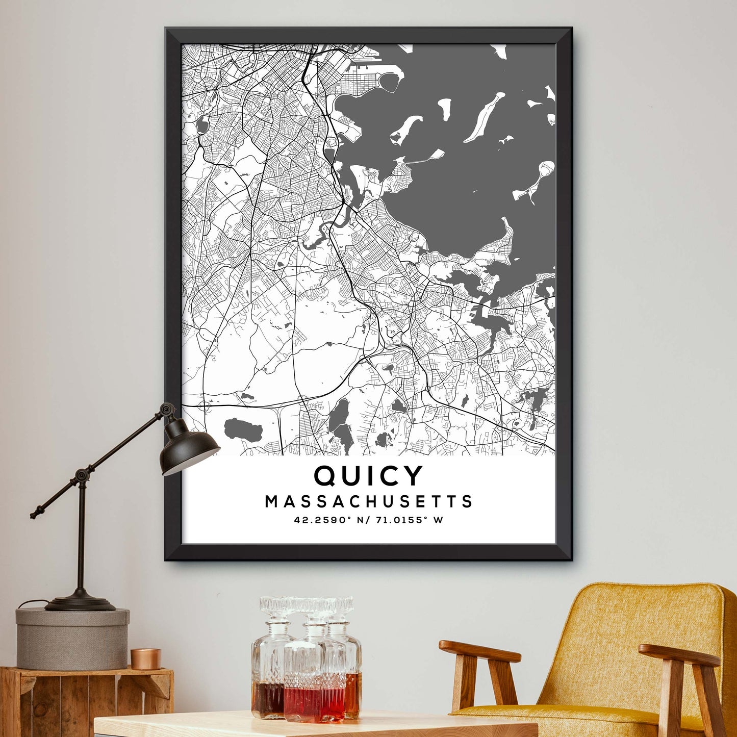 Quincy,Massachusetts Map Print