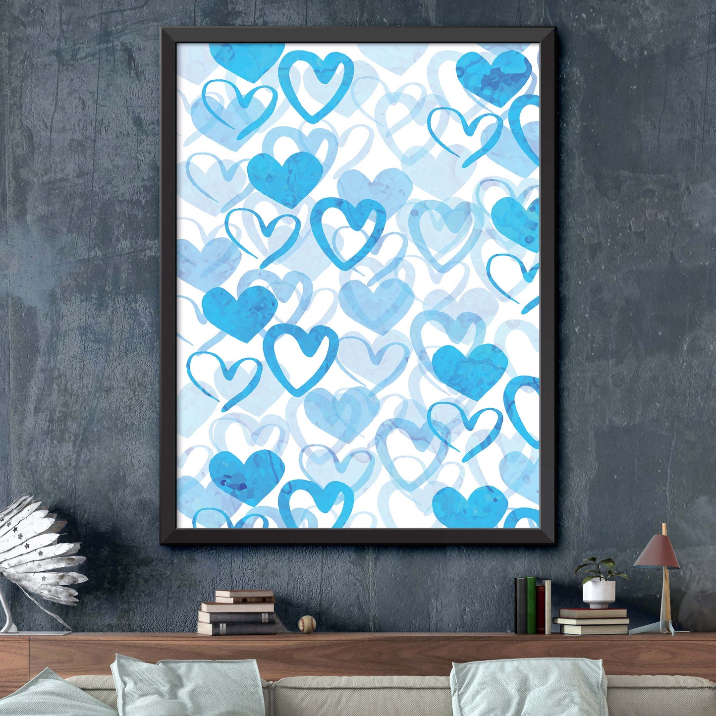 Set Of Blue Hearts Poster