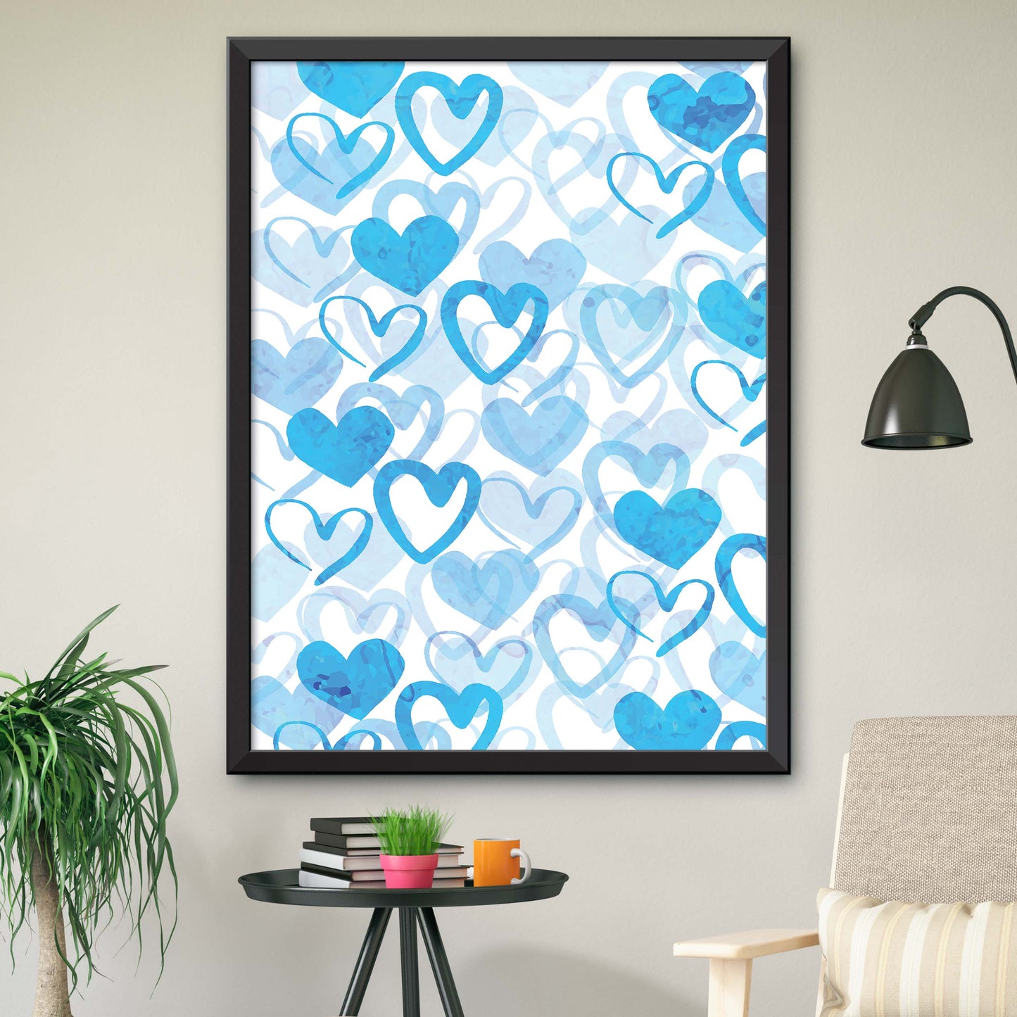 Set Of Blue Hearts Poster