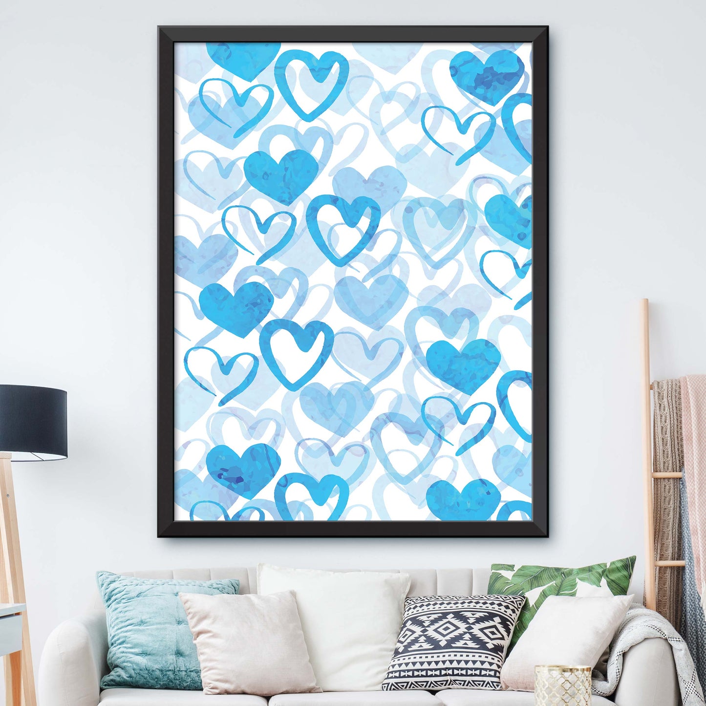 Set Of Blue Hearts Poster