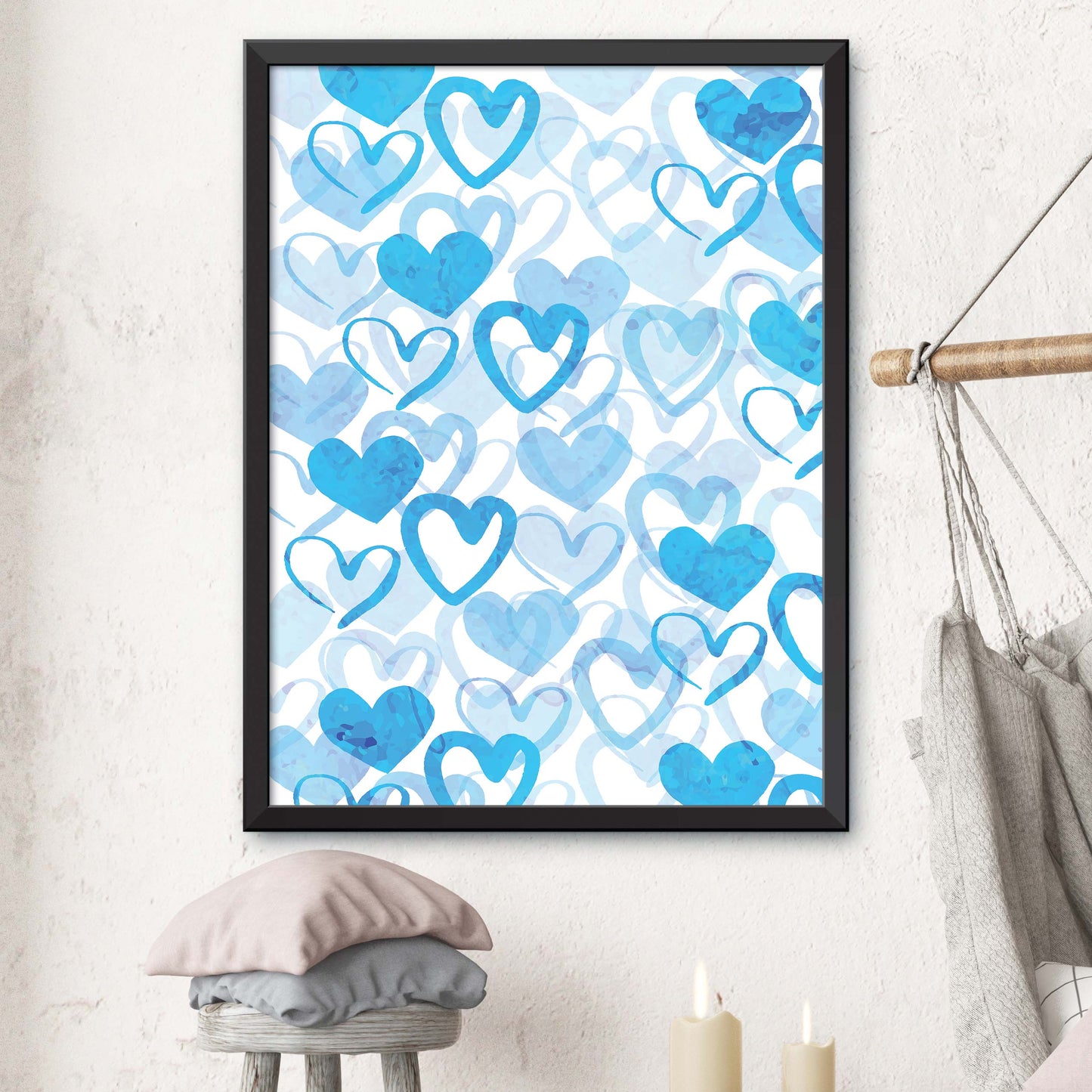 Set Of Blue Hearts Poster