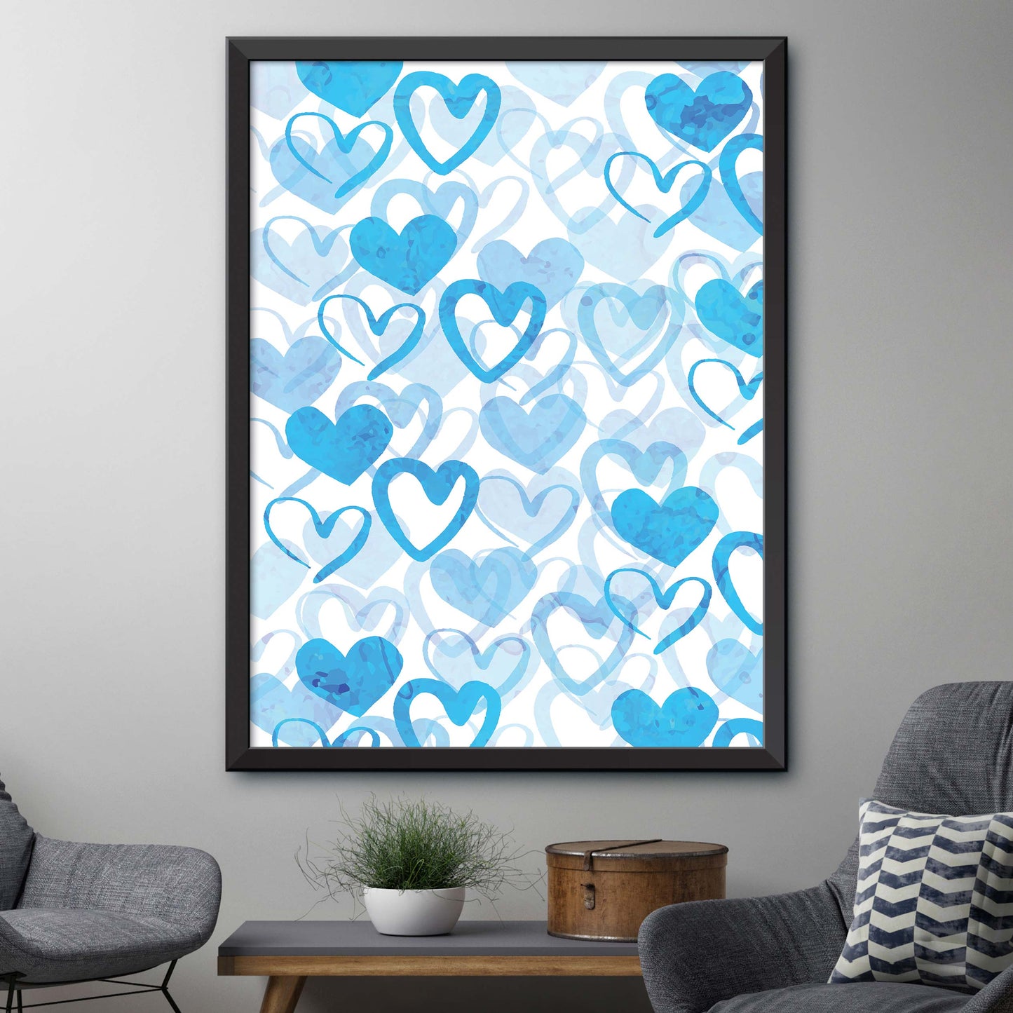 Set Of Blue Hearts Poster