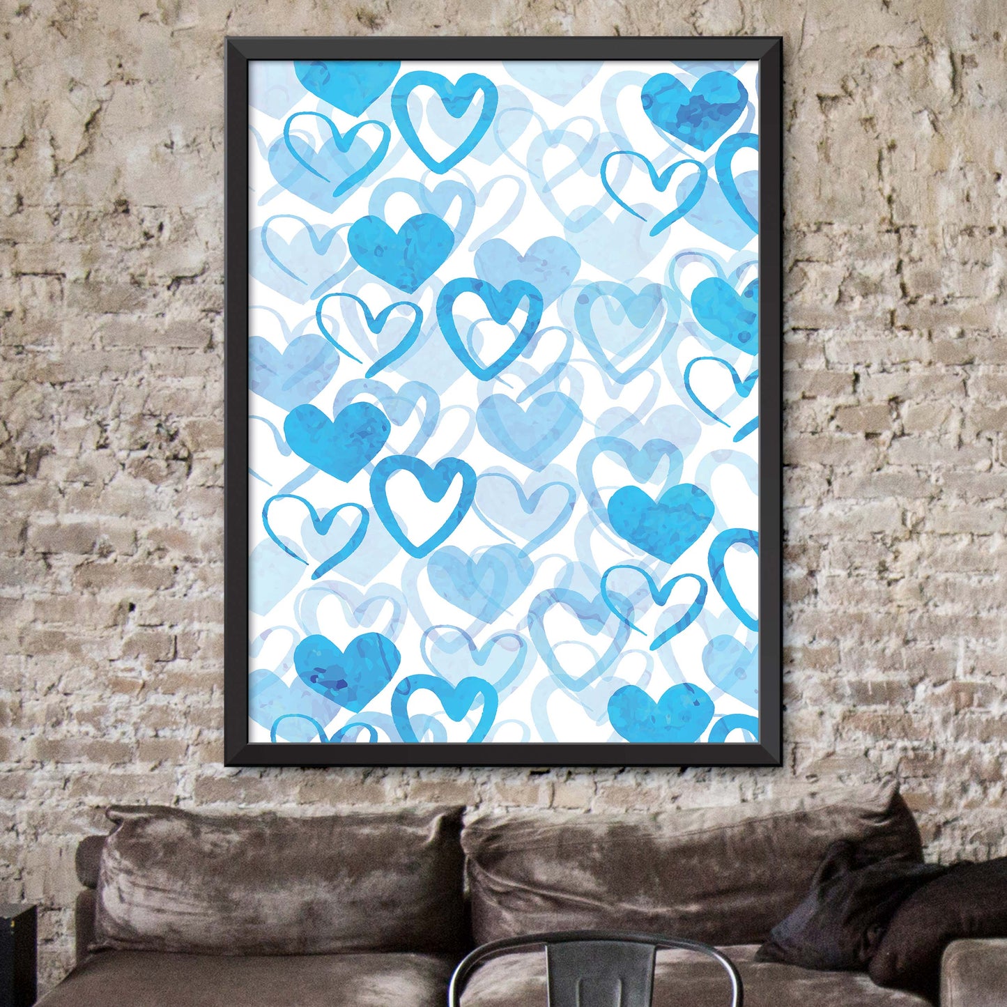Set Of Blue Hearts Poster