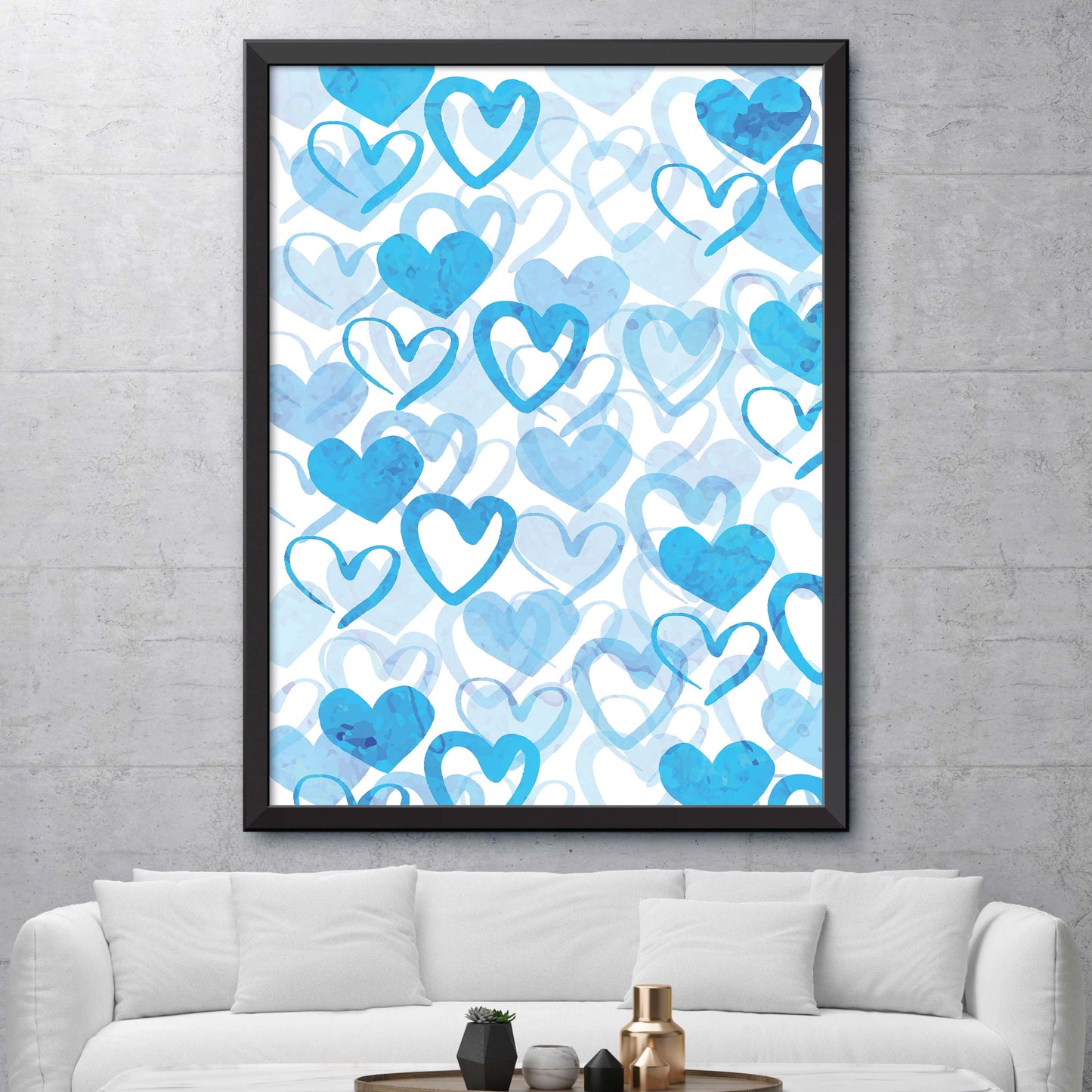 Set Of Blue Hearts Poster