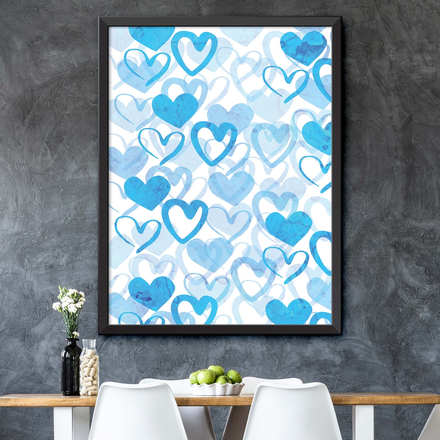 Set Of Blue Hearts Poster