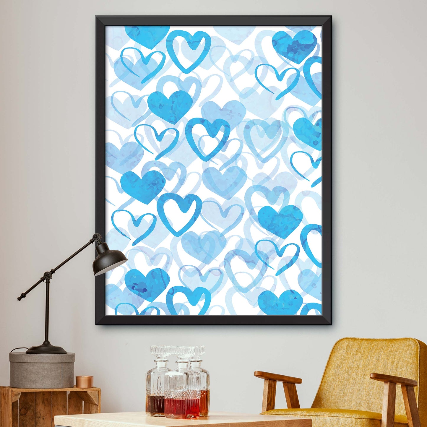 Set Of Blue Hearts Poster