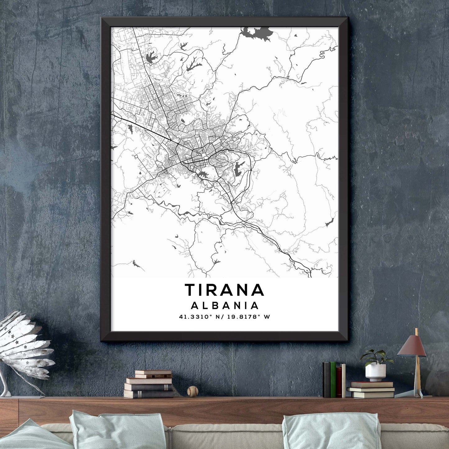 Tirana,Albania Map Print