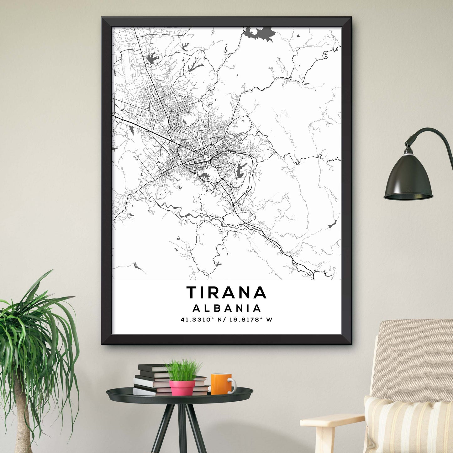 Tirana,Albania Map Print