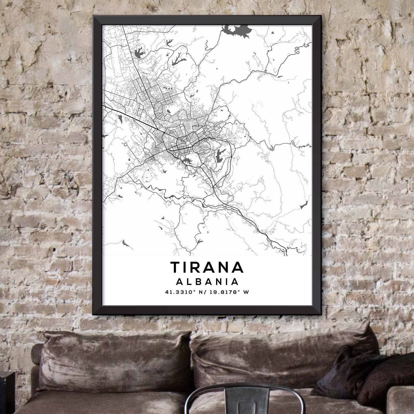 Tirana,Albania Map Print
