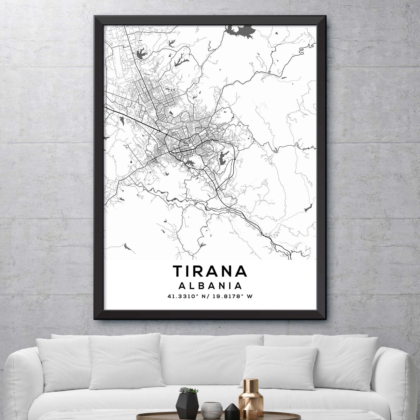 Tirana,Albania Map Print