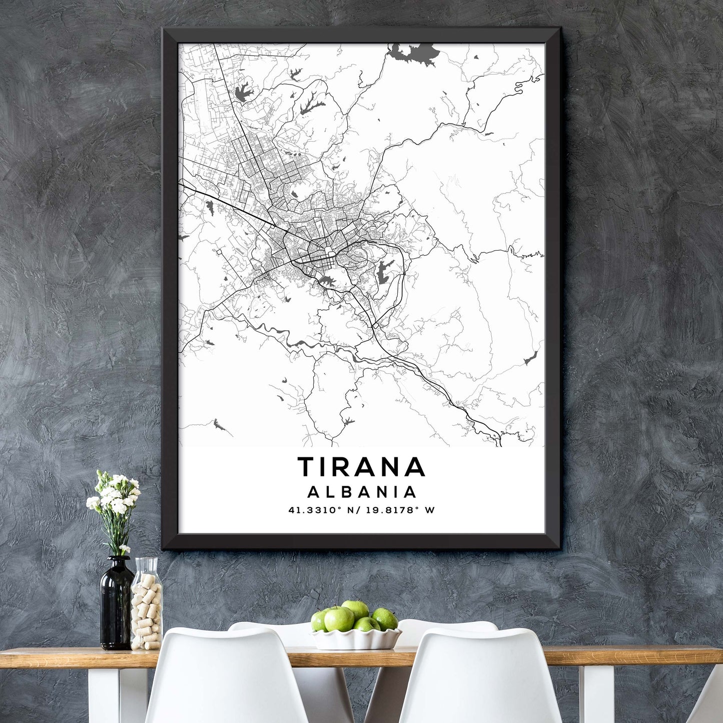 Tirana,Albania Map Print