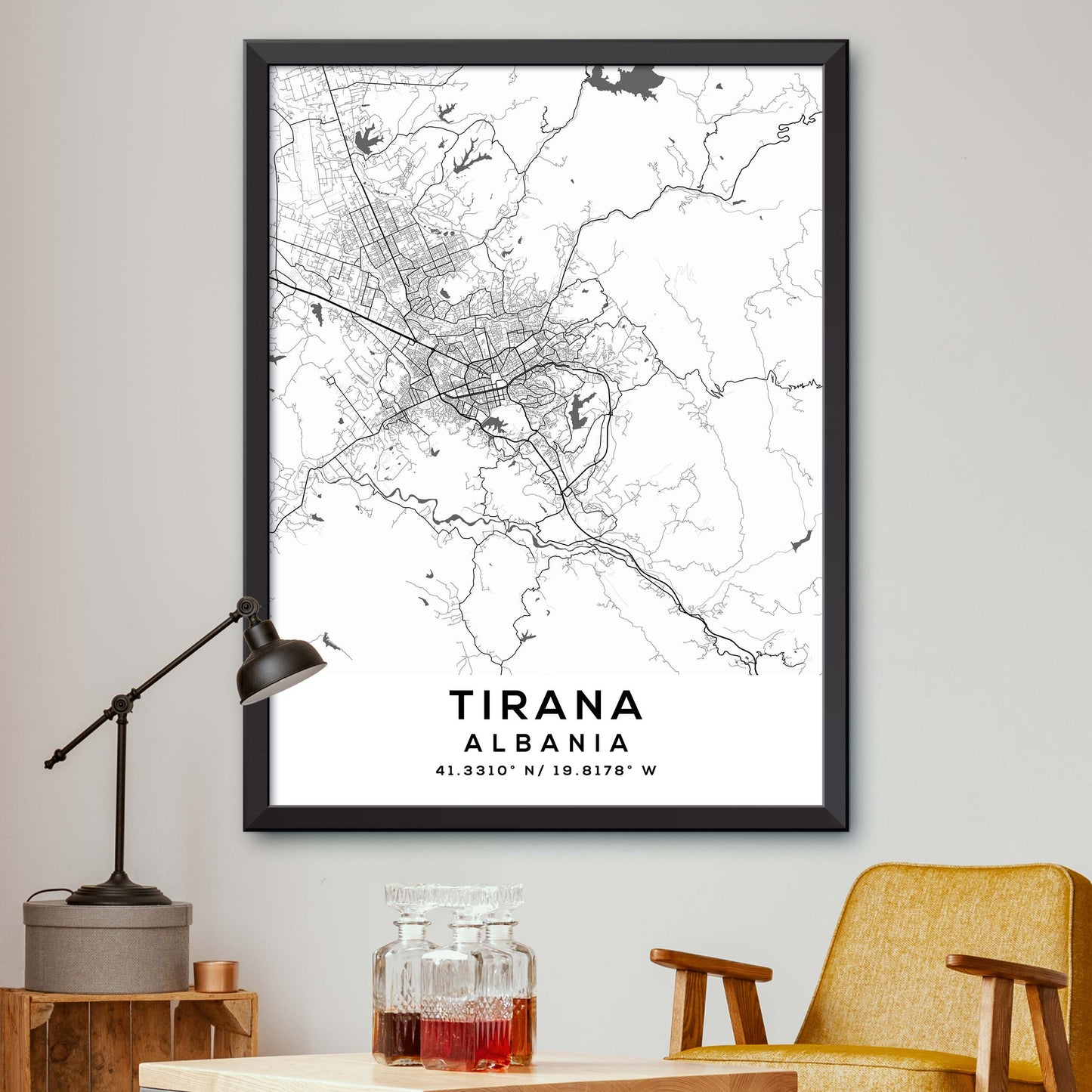 Tirana,Albania Map Print