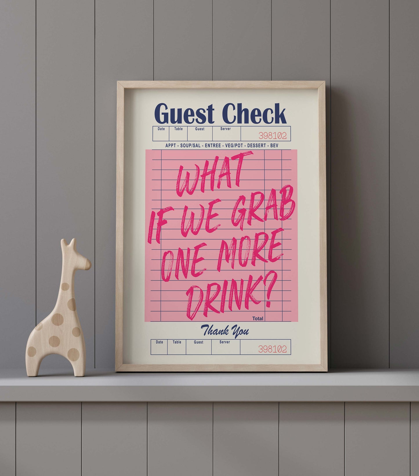 What If We Grab One More Drink!! Pink Guest Check