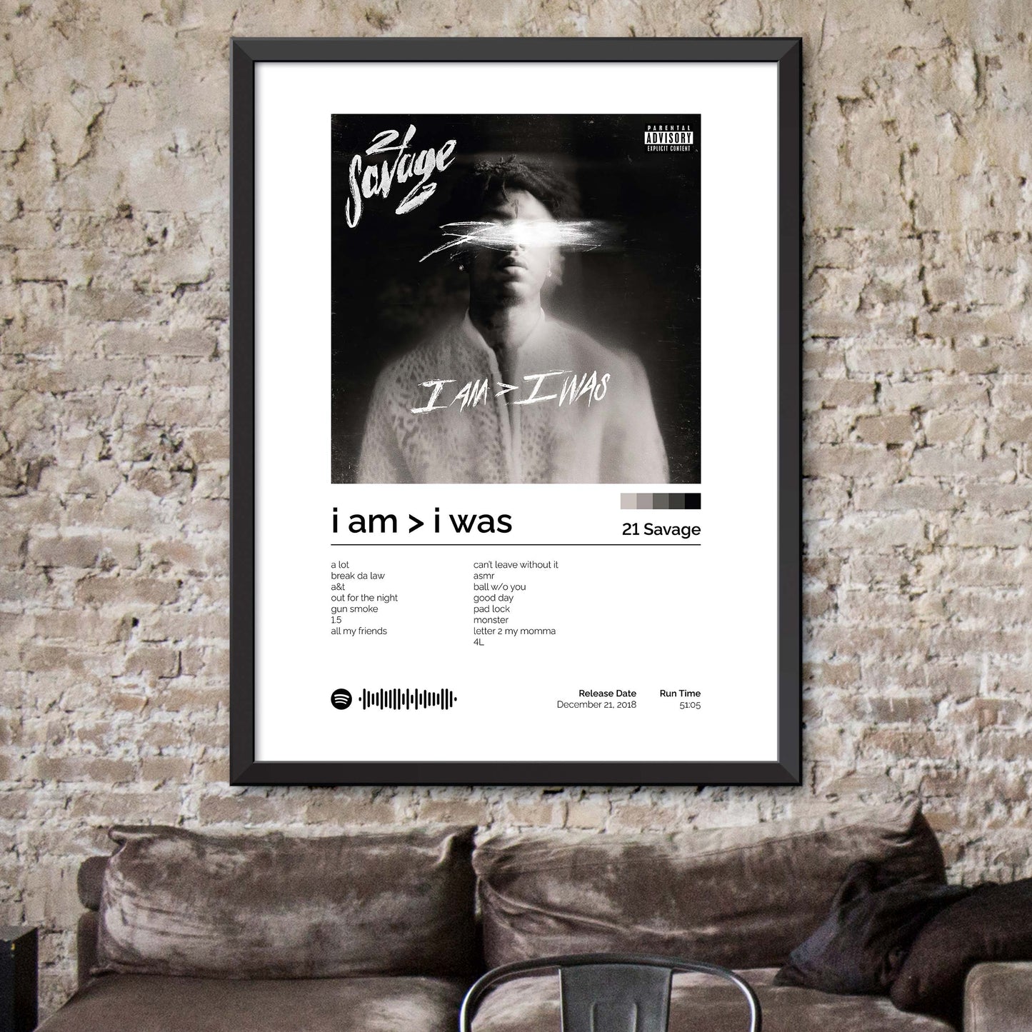 21 Savage - I Am - I Was Album Cover Print