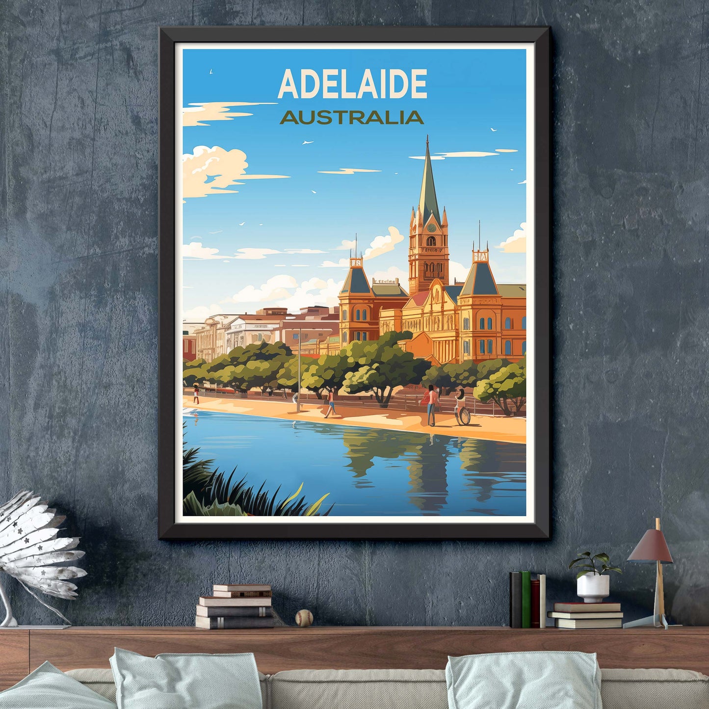 Adelaide Travel Wall Art, Australia Painting Gifts, Oceania Home Decor