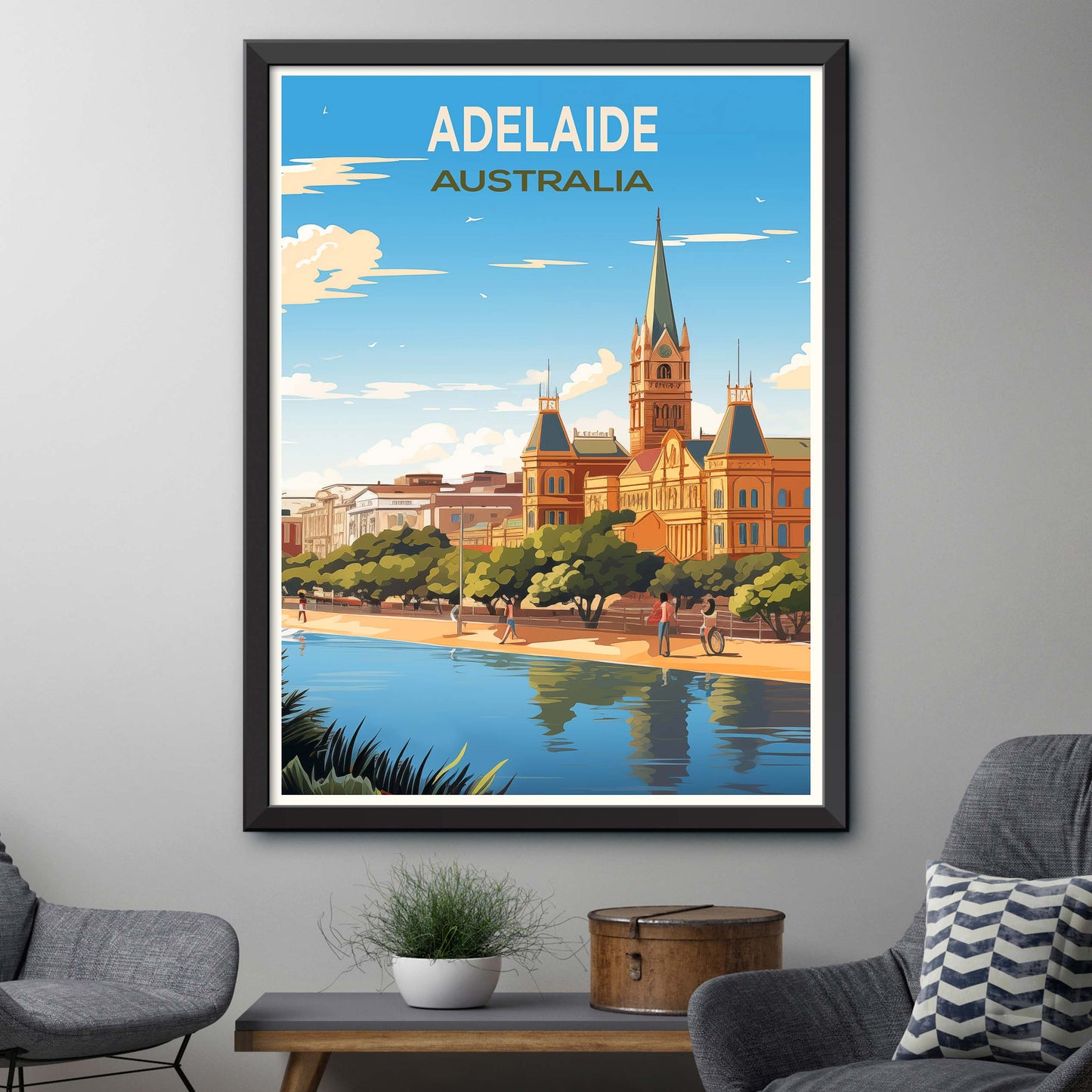 Adelaide Travel Wall Art, Australia Painting Gifts, Oceania Home Decor