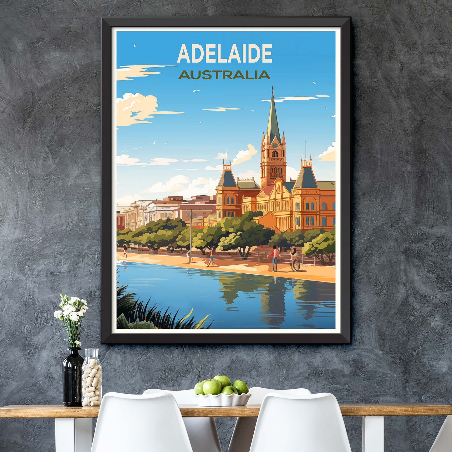 Adelaide Travel Wall Art, Australia Painting Gifts, Oceania Home Decor