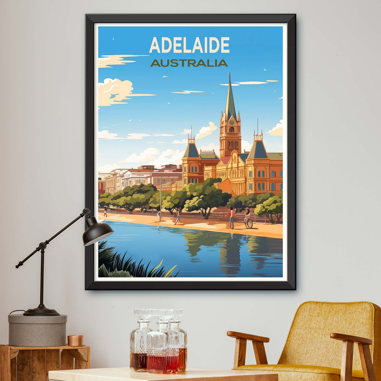 Adelaide Travel Wall Art, Australia Painting Gifts, Oceania Home Decor