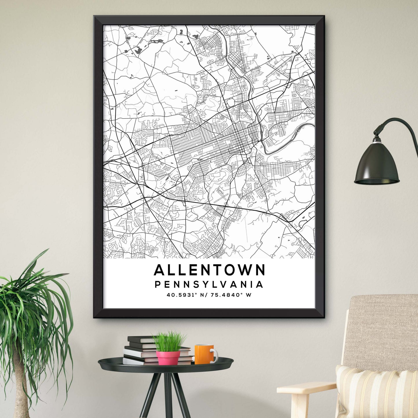 Allentown, Pennsylvania Map Print