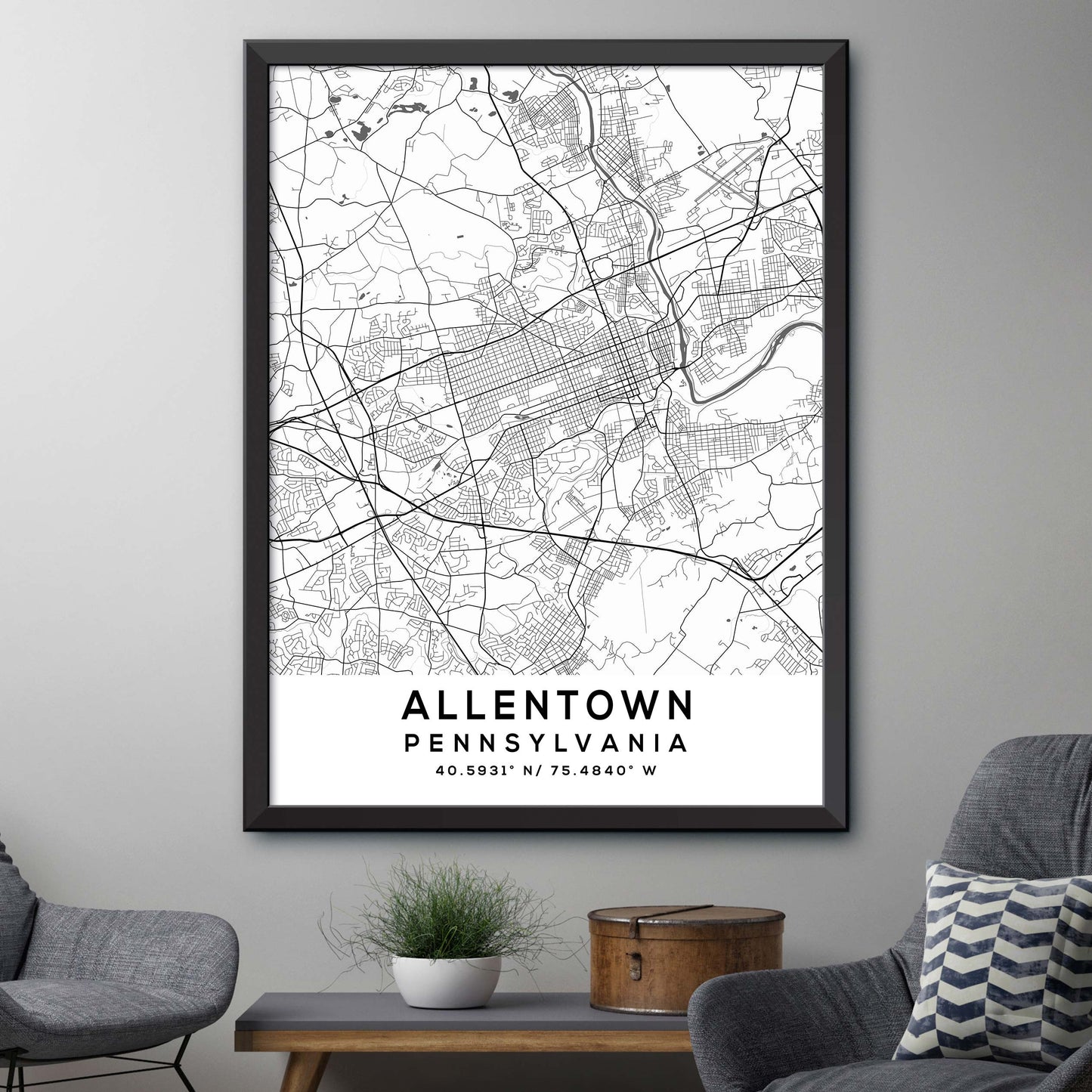 Allentown, Pennsylvania Map Print