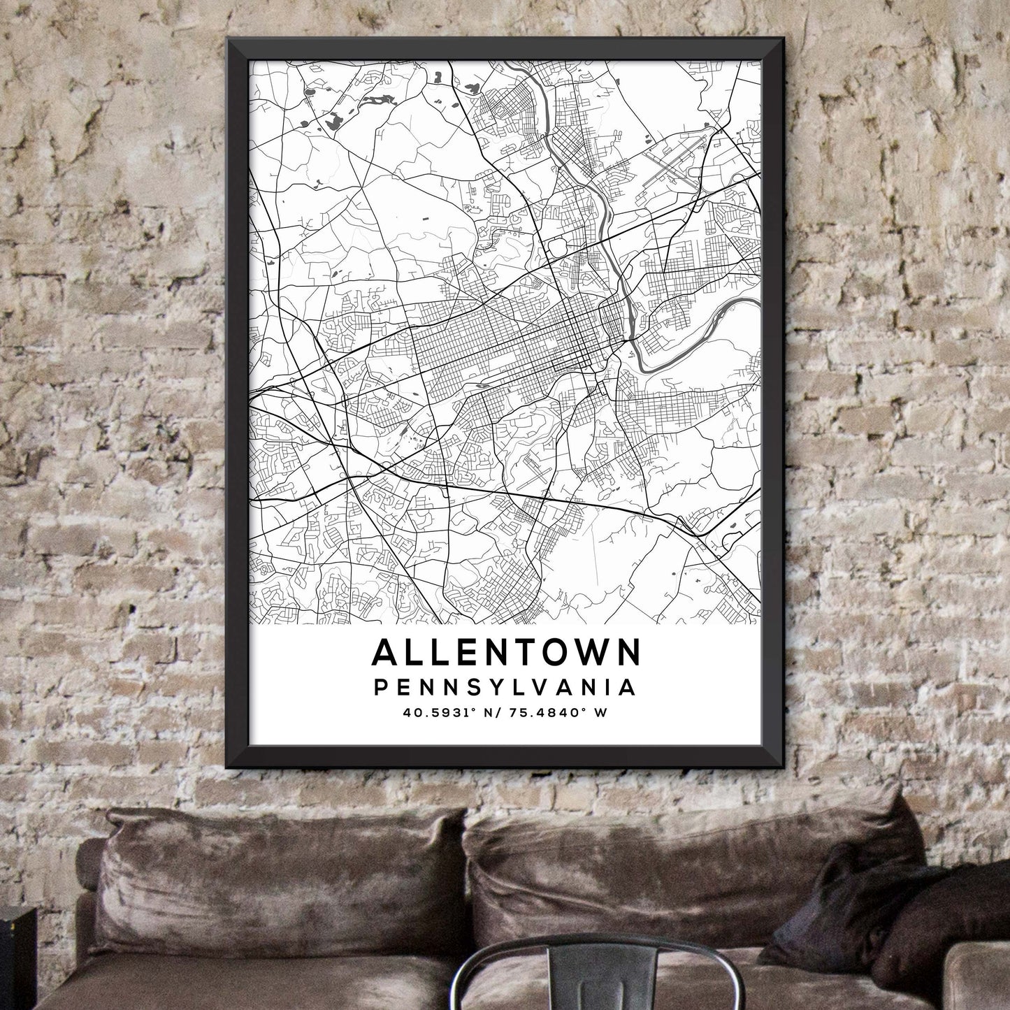 Allentown, Pennsylvania Map Print