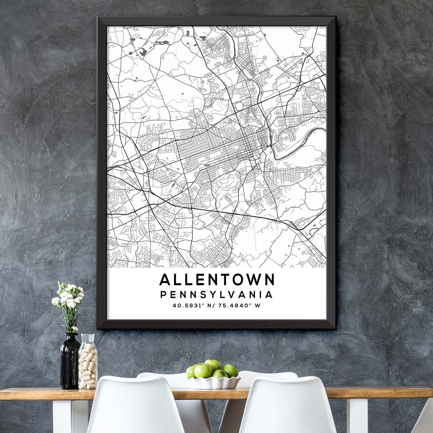 Allentown, Pennsylvania Map Print