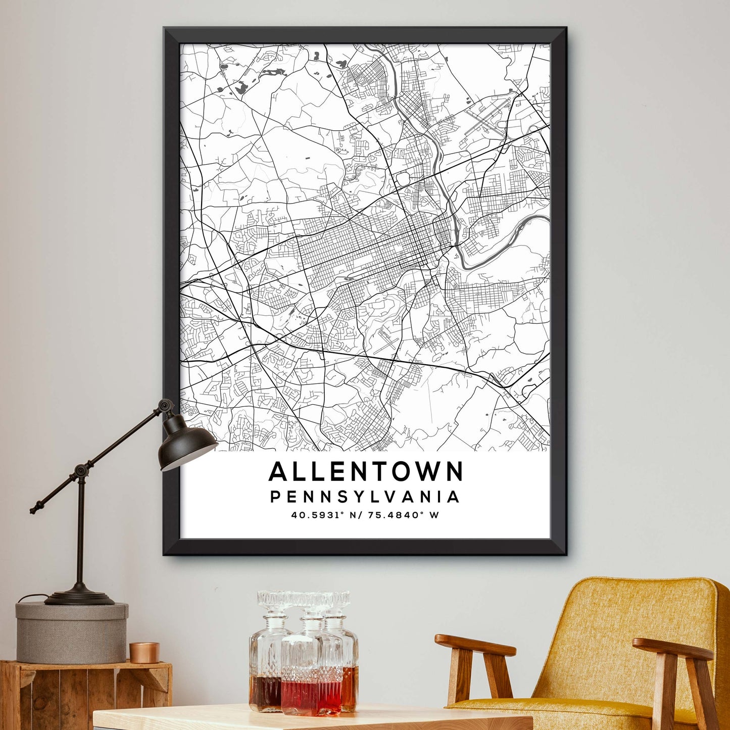 Allentown, Pennsylvania Map Print