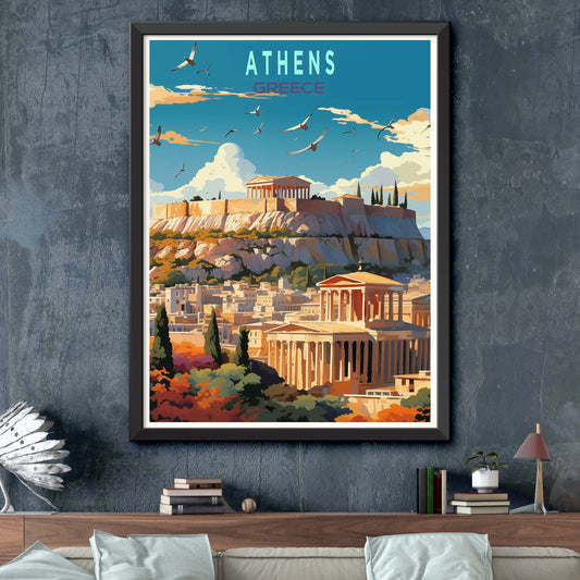 Athens Travel Poster, Greece Athens Wall Art,