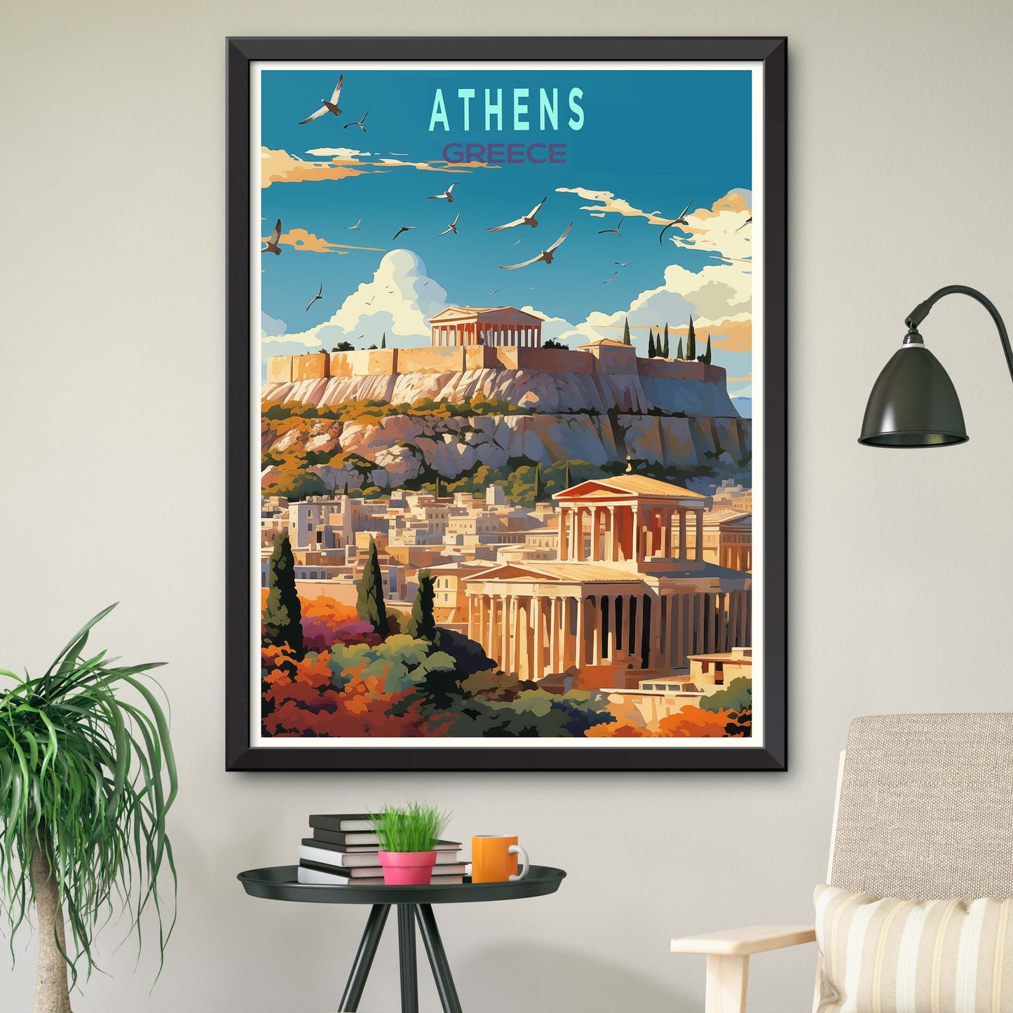 Athens Travel Poster, Greece Athens Wall Art,