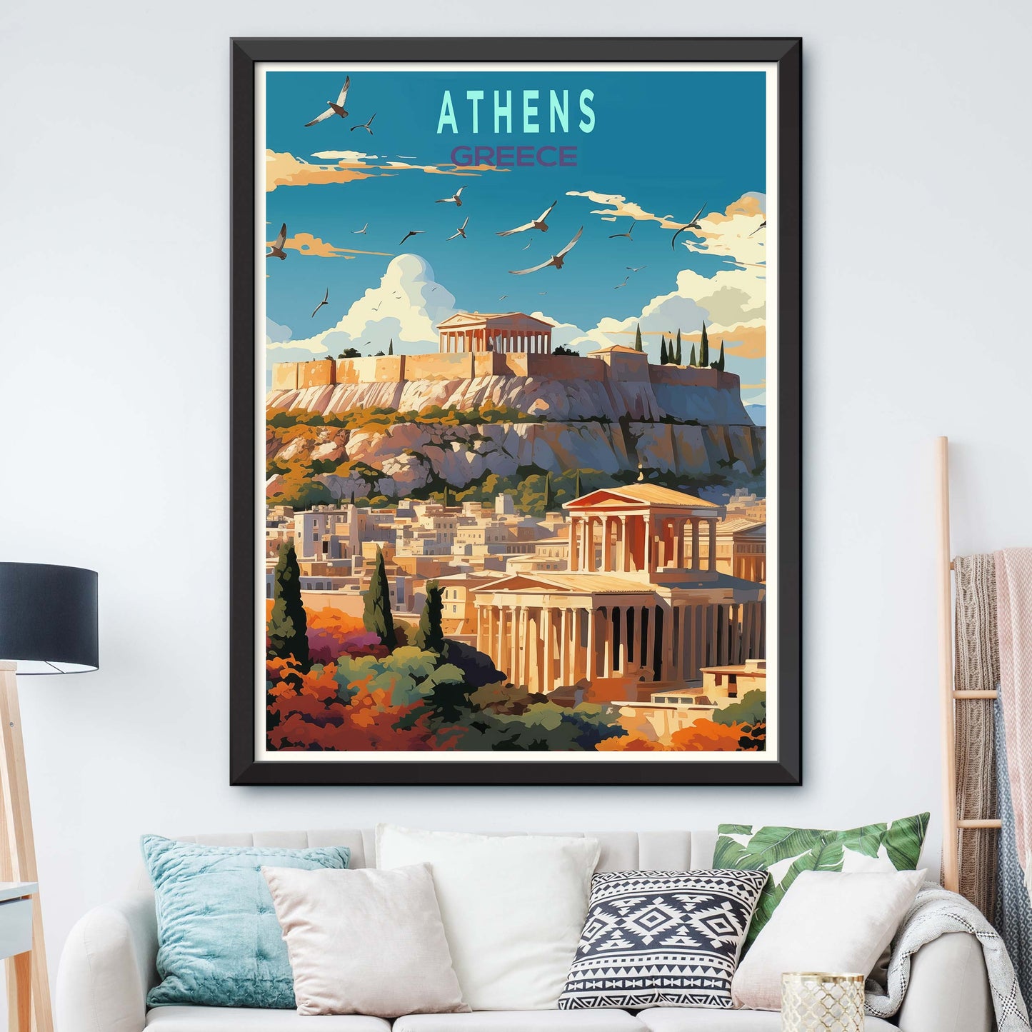 Athens Travel Poster, Greece Athens Wall Art,