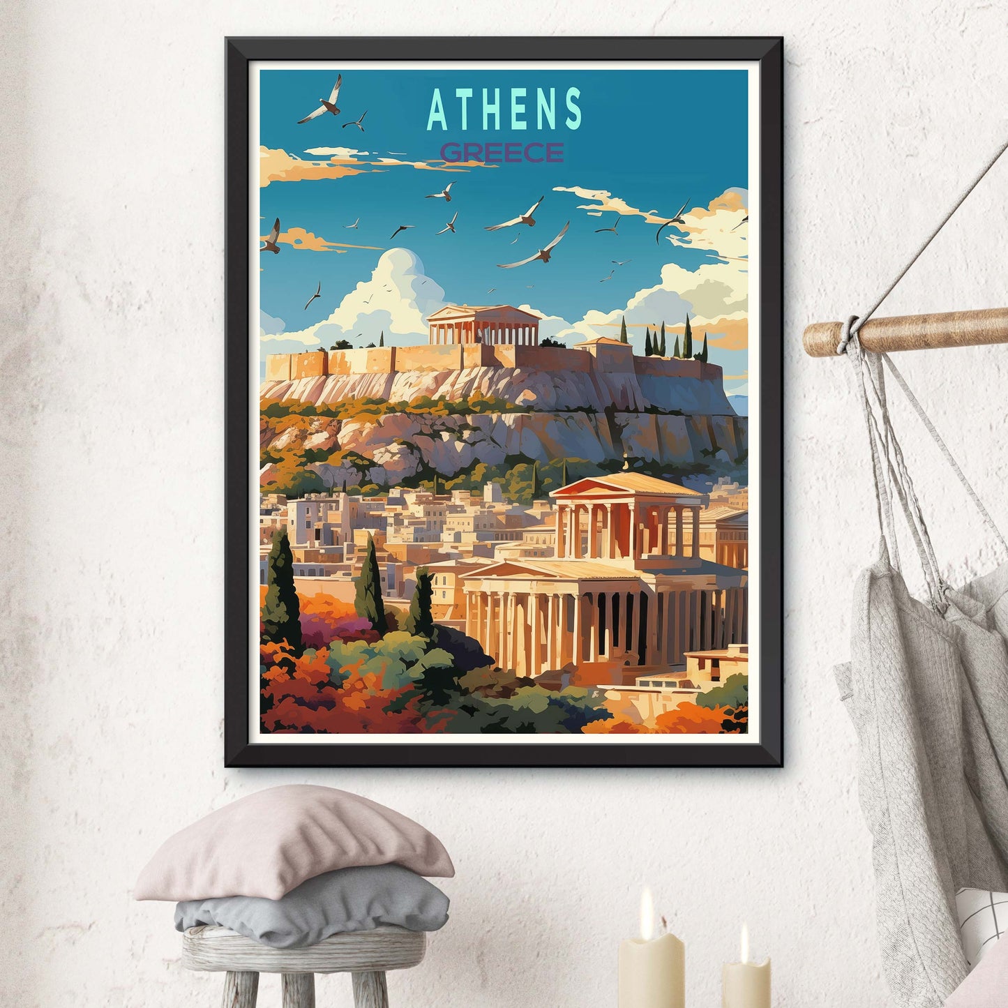 Athens Travel Poster, Greece Athens Wall Art,