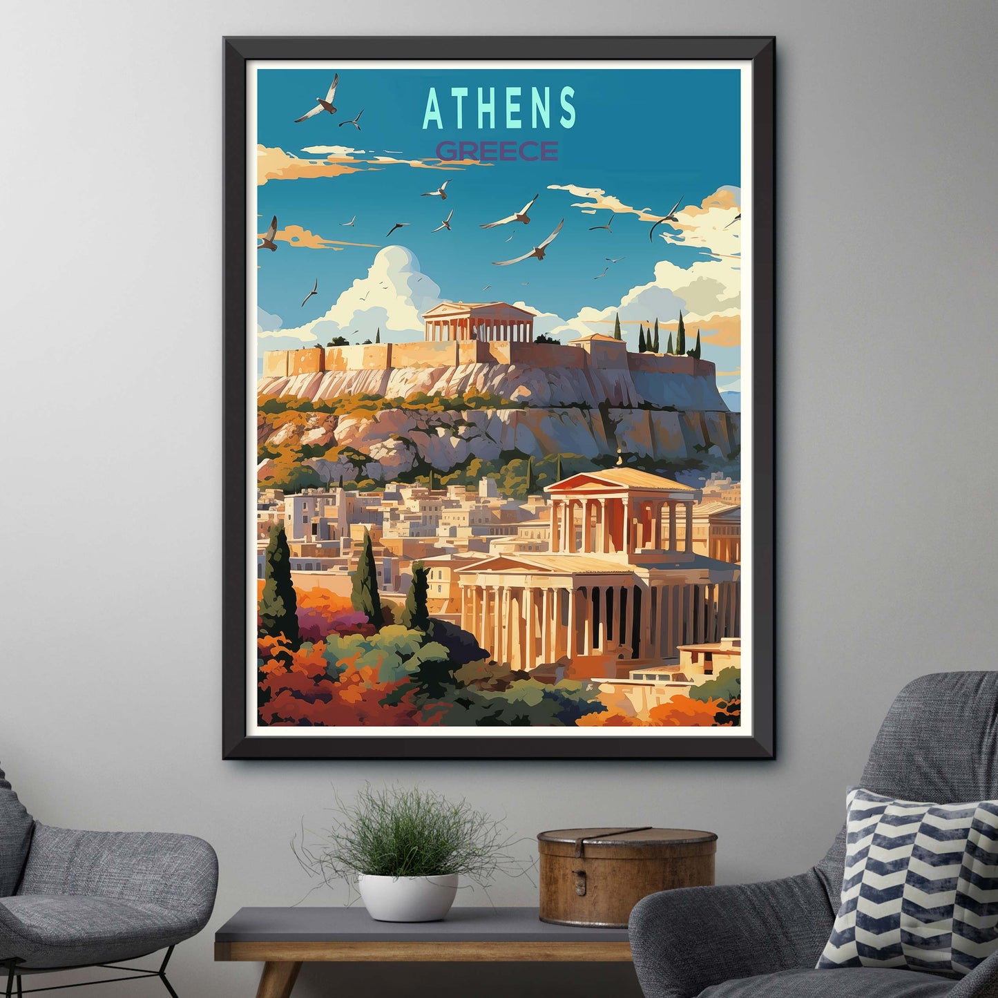 Athens Travel Poster, Greece Athens Wall Art,