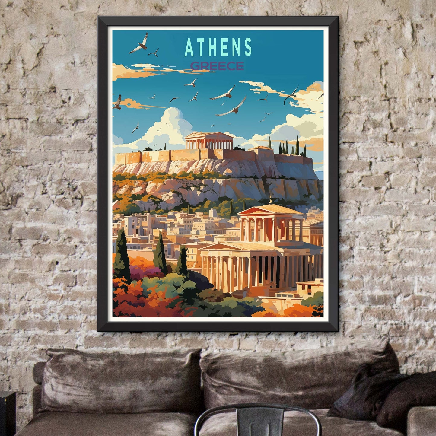 Athens Travel Poster, Greece Athens Wall Art,