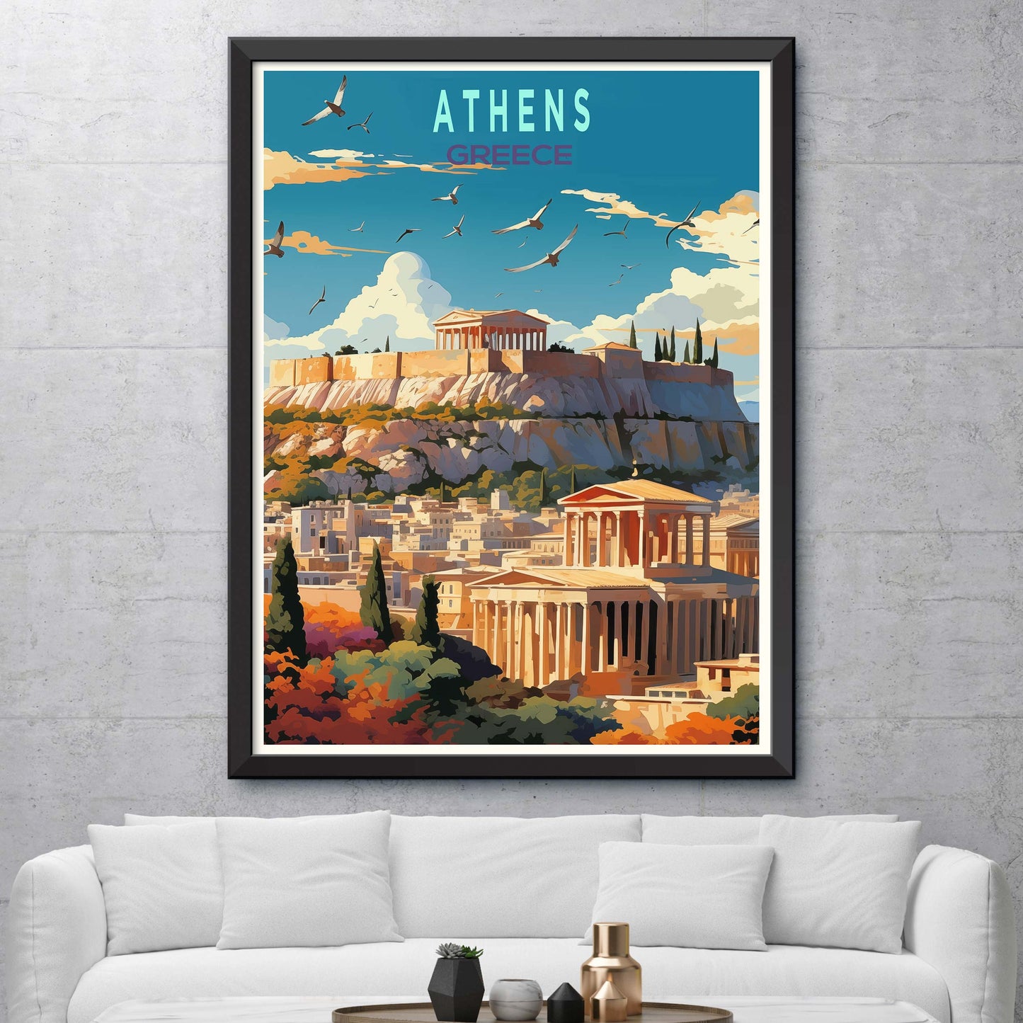 Athens Travel Poster, Greece Athens Wall Art,