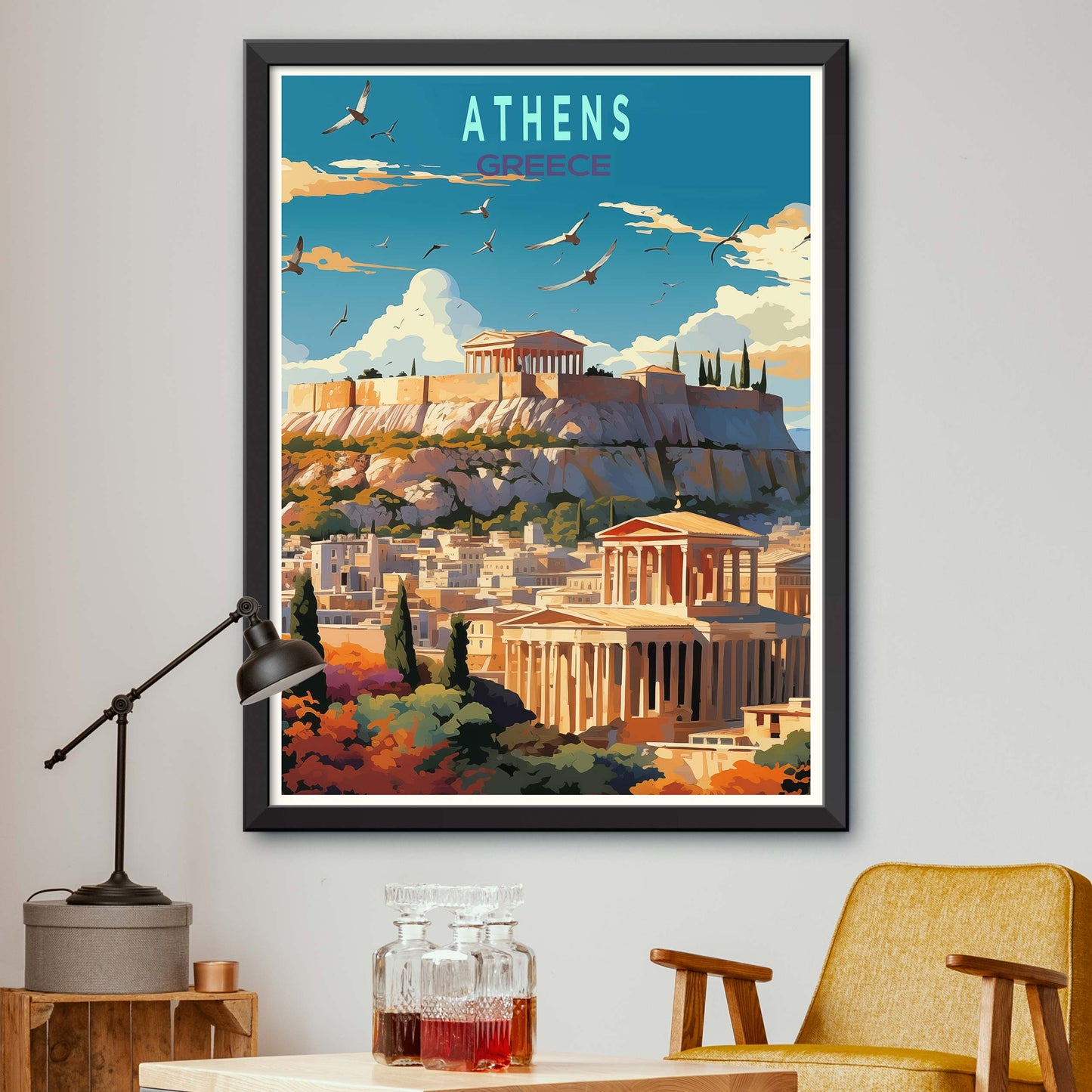 Athens Travel Poster, Greece Athens Wall Art,