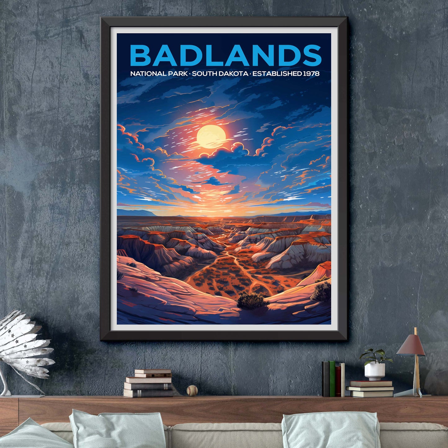 Badlands National Park Poster Digital Download, Vintage Style Printable