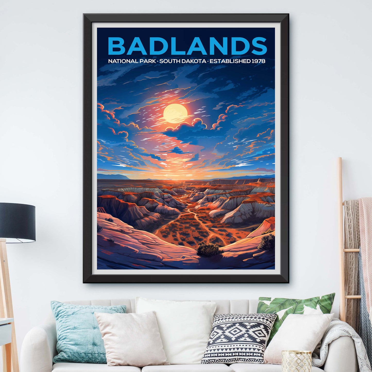 Badlands National Park Poster Digital Download, Vintage Style Printable