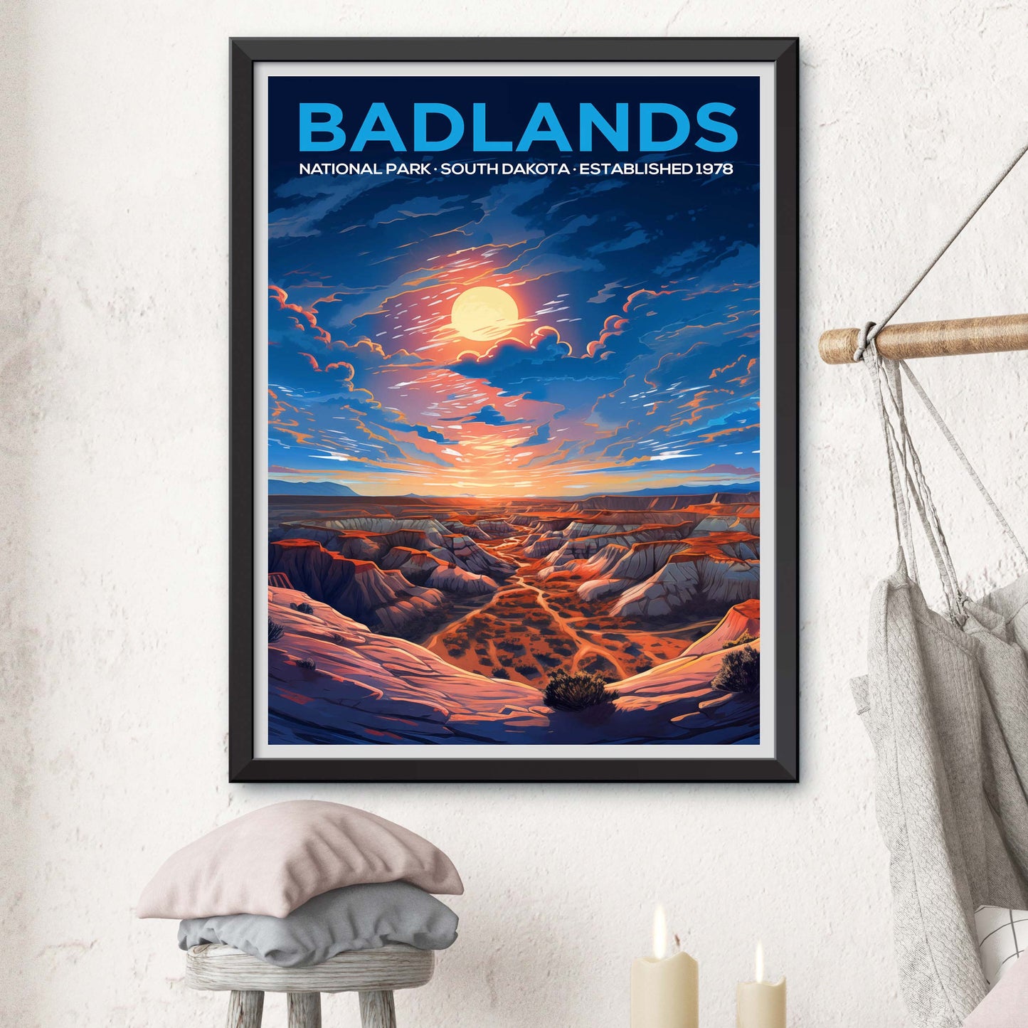 Badlands National Park Poster Digital Download, Vintage Style Printable