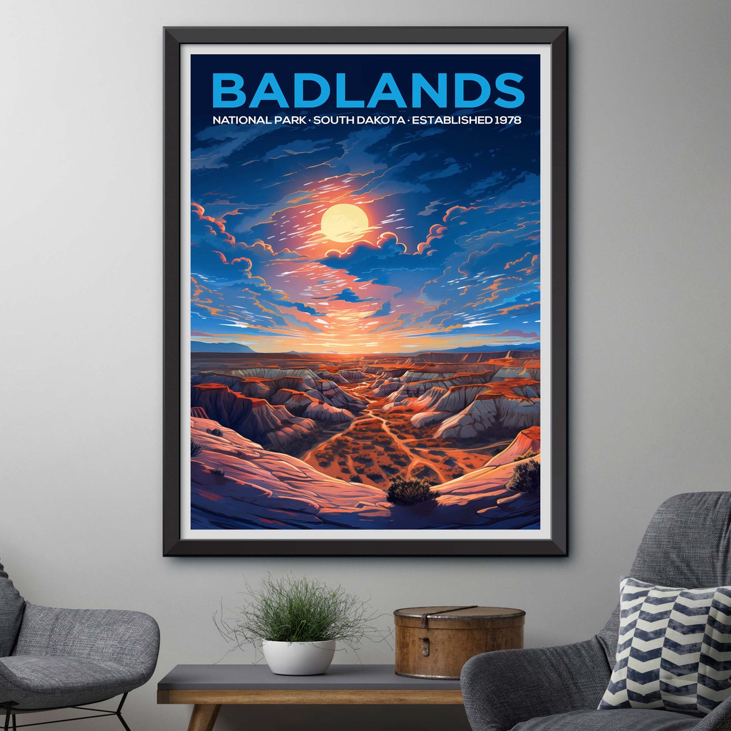 Badlands National Park Poster Digital Download, Vintage Style Printable