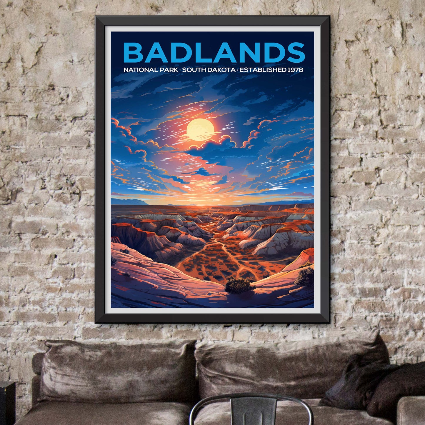 Badlands National Park Poster Digital Download, Vintage Style Printable