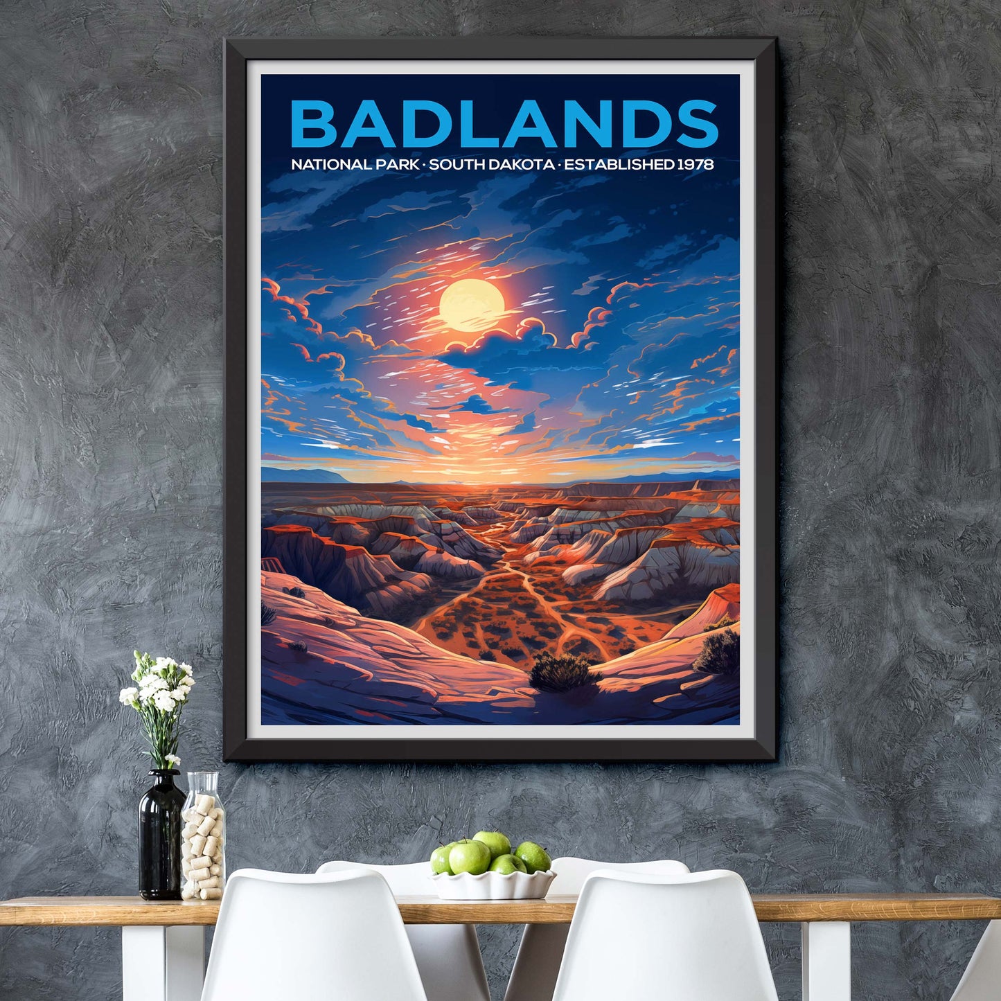 Badlands National Park Poster Digital Download, Vintage Style Printable