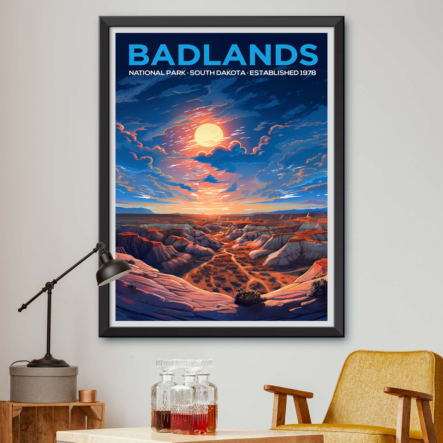 Badlands National Park Poster Digital Download, Vintage Style Printable