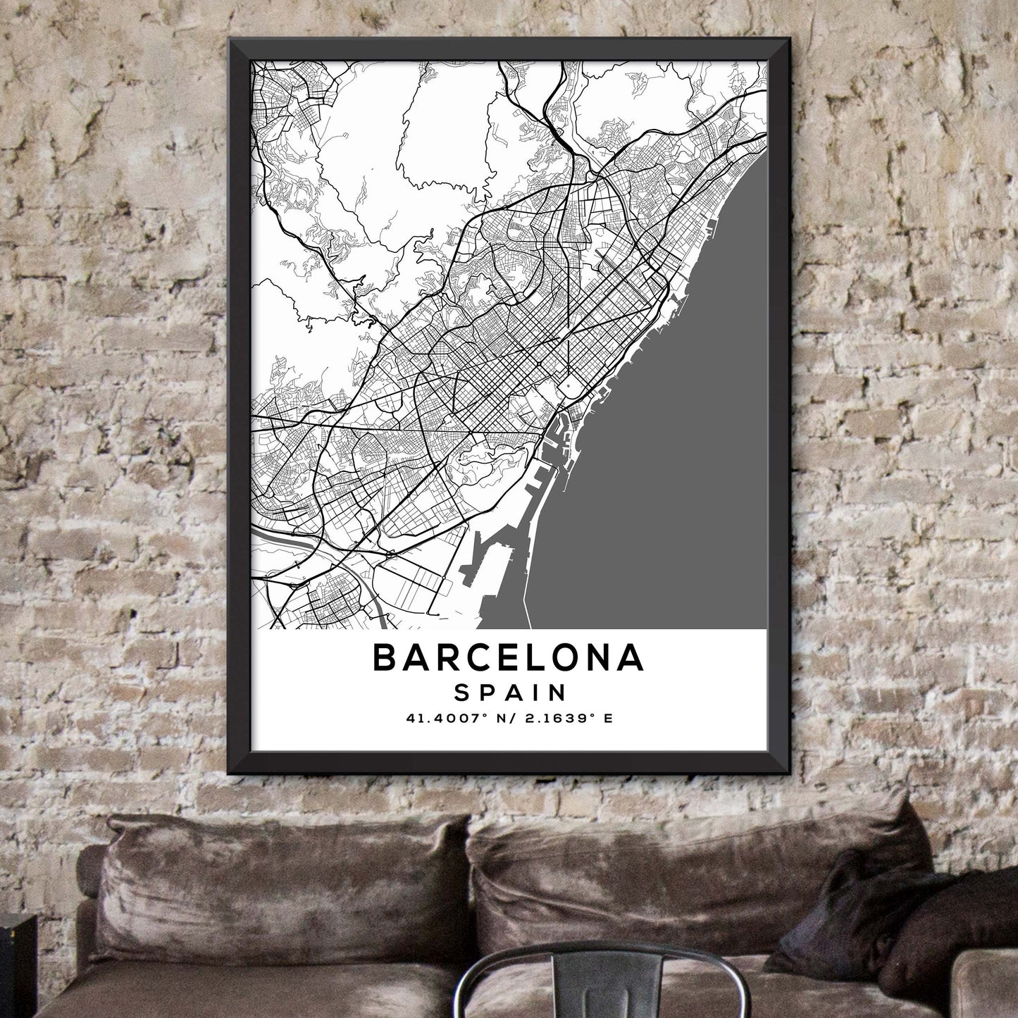 Barcelona, Spain Map Print