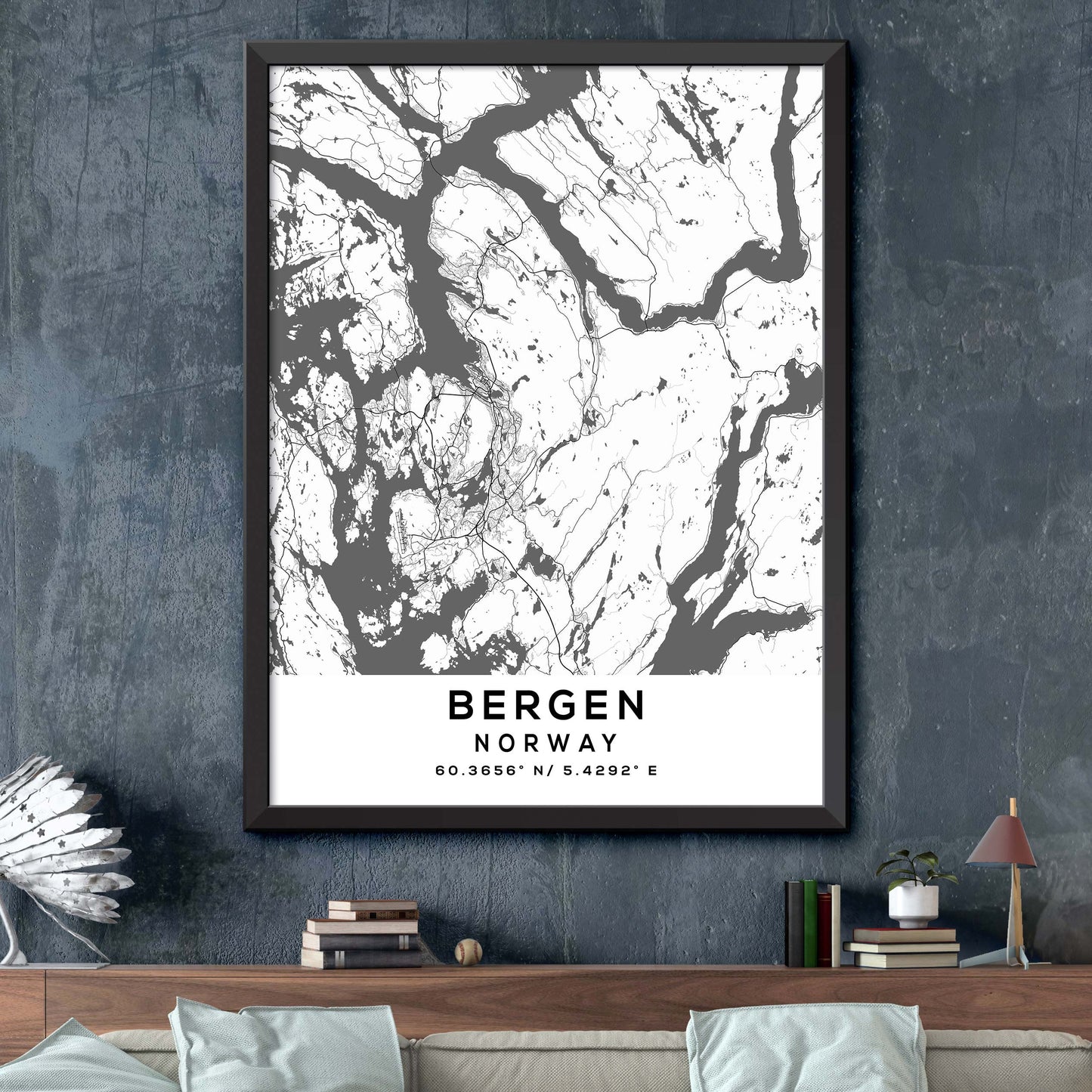 Bergen, Norway Map Print