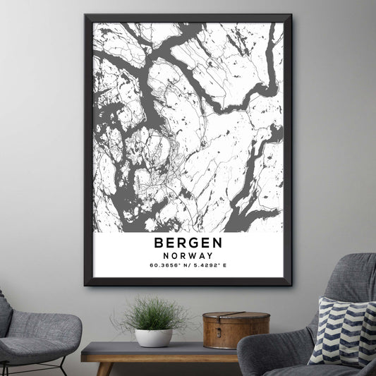 Bergen, Norway Map Print