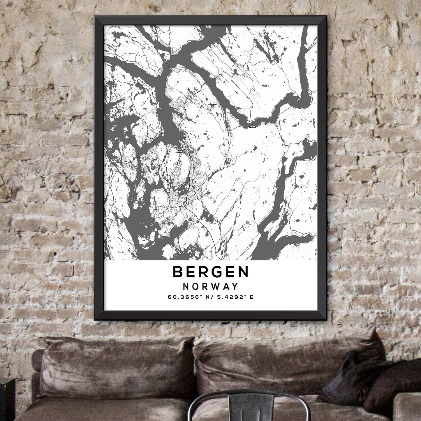 Bergen, Norway Map Print